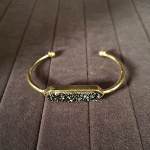 Natural Druzy Geode Cuff Bracelet Titanium Multi Drusy Bangle Gold Plated